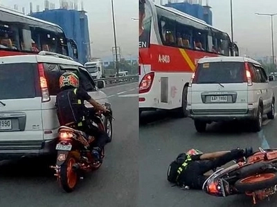 Sinong nagkamali? Netizens are debating over this video of a car hitting a motorcycle on an expressway