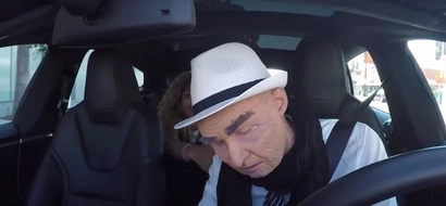 Taxi passengers are shocked when their old driver falls asleep