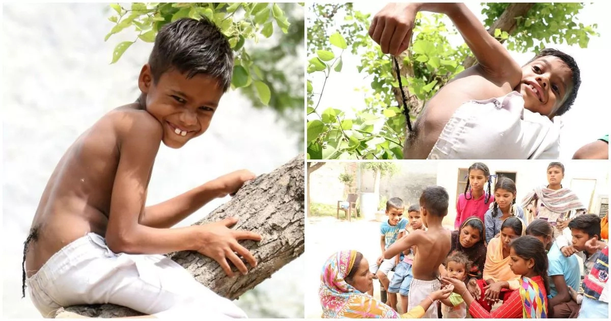 8-year-old boy who has a long furry tail is worshipped as a God (photos, video)