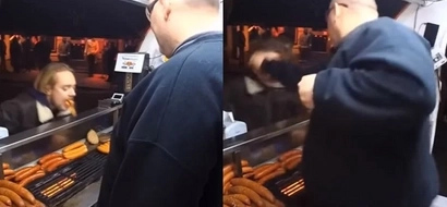 Sausage Vendor Punched A Dude In The Face For Spitting On The Grill