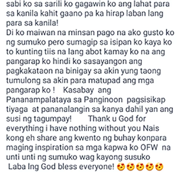 Hindi nawalan ng pag-asa! OFW shares how she managed to pursue studies despite poverty Hindi nawalan ng pag-asa! OFW shares how she managed to pursue studies despite poverty