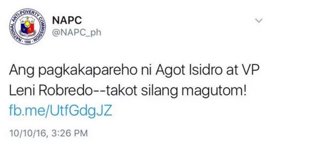 NAPC issues apology to Agot and VP after posting distasteful remark on FB NAPC issues apology to Agot and VP after posting distasteful remark on FB