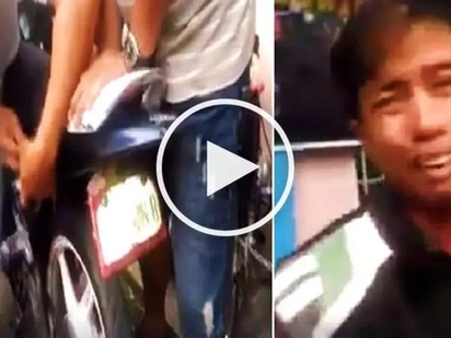 Emotional Pinoy rider cries hard while accusing cops of planting shabu in his motorcycle trunk