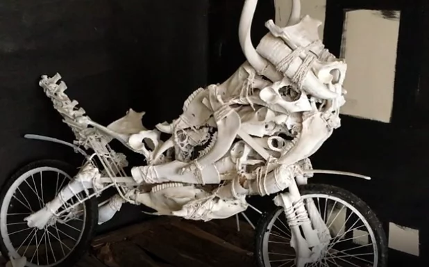 One of Yared's sculptures made from animal bones. Photo: BBC Africa One of Yared's sculptures made from animal bones. Photo: BBC Africa