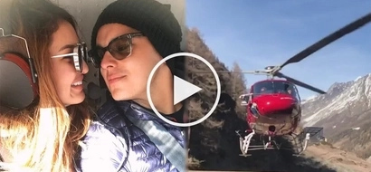 Ang sosyal! Sarah Lahbati and Richard Gutierrez ride a helicopter to tour Switzerland