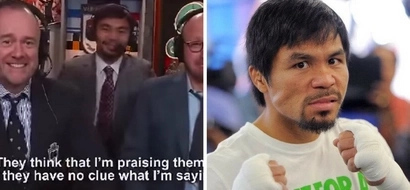 Manny Pacquiao pranks two commentators with his funny message during an interview. See their reaction!