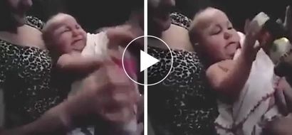 Gatas o alak? Hilarious baby throws tantrum with milk but happy with beer