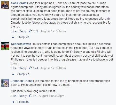Singaporeans supportive of Duterte’s methods Singaporeans supportive of Duterte’s methods