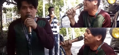 Call center agent grabs microphone and sings in public. It was just like his own concert