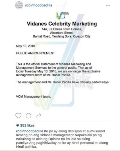 Robin Padilla ends exclusive contract Robin Padilla ends exclusive contract