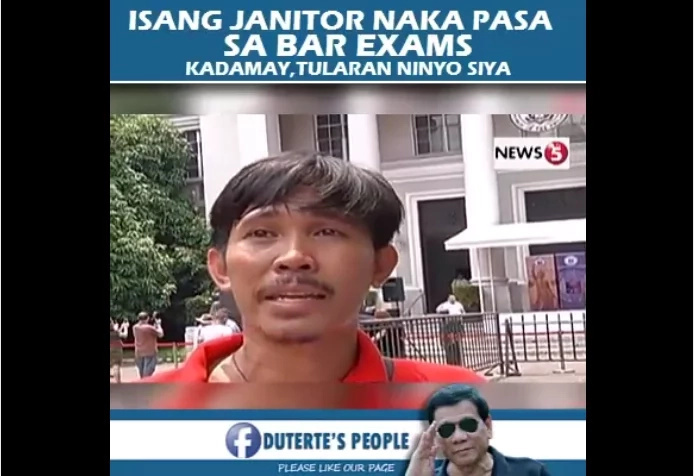 Pinoy Ex-Janitor Passing the 2016 Bar Exam Went Trending Worldwide. Pinoy Ex-Janitor Passing the 2016 Bar Exam Went Trending Worldwide.