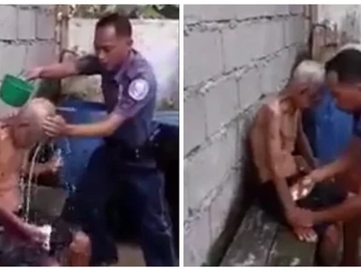 Kindhearted cops takes care of old man abandoned by his children in Zamboanga