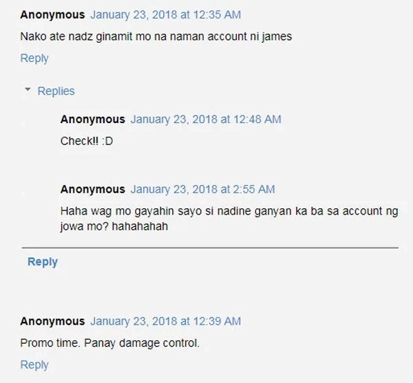 Nadine Lustre draws flak for James' controversial post Nadine Lustre draws flak for James' controversial post