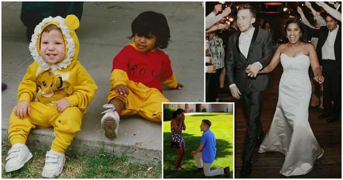 Love at first sight! Couple get married 20 years after they met in kindergarten (photos)