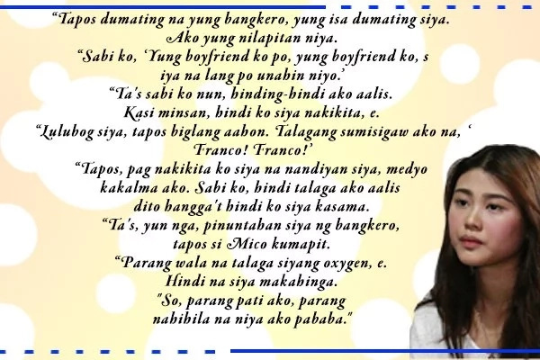 Isiniwalat ang totoong nangyari! Janica Nam Floresca speaks up on alleged loopholes in earlier reports about Franco's drowning incident Isiniwalat ang totoong nangyari! Janica Nam Floresca speaks up on alleged loopholes in earlier reports about Franco's drowning incident