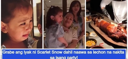 Naawa sa lechon! Viral video of Scarlet Snow Belo crying hard when she saw the lechon being chopped