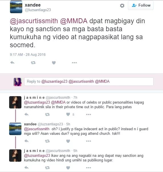 Jasmine Curtis-Smith reports urinating man in public to MMDA Jasmine Curtis-Smith reports urinating man in public to MMDA