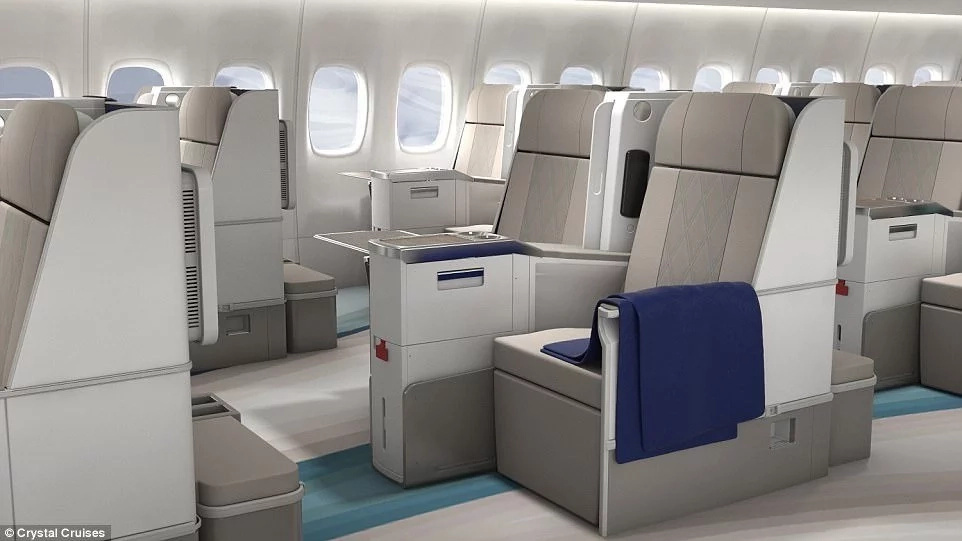 The jet has a non-stop range of 19.5 hours. Photo: Crystal Cruises The jet has a non-stop range of 19.5 hours. Photo: Crystal Cruises