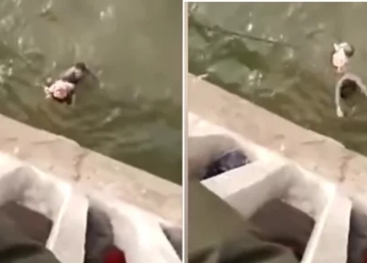 This heroic taxi driver jumps off bridge to save baby thrown by her own heartless mother. Watch the heart-stopping moment.