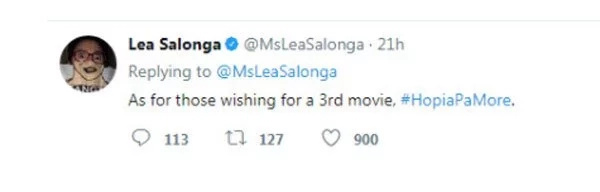 Lea Salonga gives a short message to those who hope she'd have another movie with Aga Muhlach Lea Salonga gives a short message to those who hope she'd have another movie with Aga Muhlach