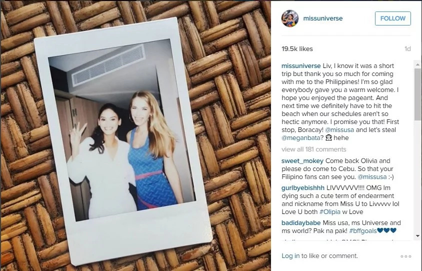 Pia thanks Miss USA for visiting PH Pia thanks Miss USA for visiting PH