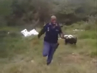 Policeman screams and runs like a little girl when his dog shows him a snake