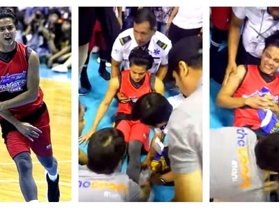 Ang sakit naman nun! Intense video of Daniel Padilla experiencing a muscle spasm in his leg during the Star Magic basketball game goes viral!