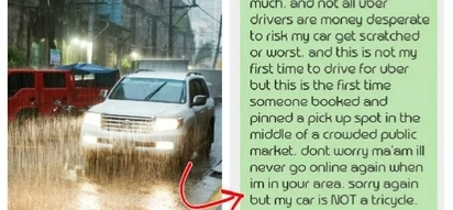 This Pinoy Uber driver tells his rider that his vehicle is not a tricycle - read their heated conversation here!