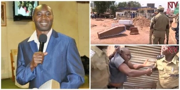 Unique protest! Protesters dump COFFINS at church to teach pastor a lesson (photos, video)