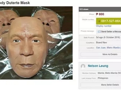 Duterte Halloween mask will surely give you the scare