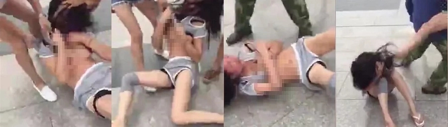 Woman stripped and beaten in public Woman stripped and beaten in public