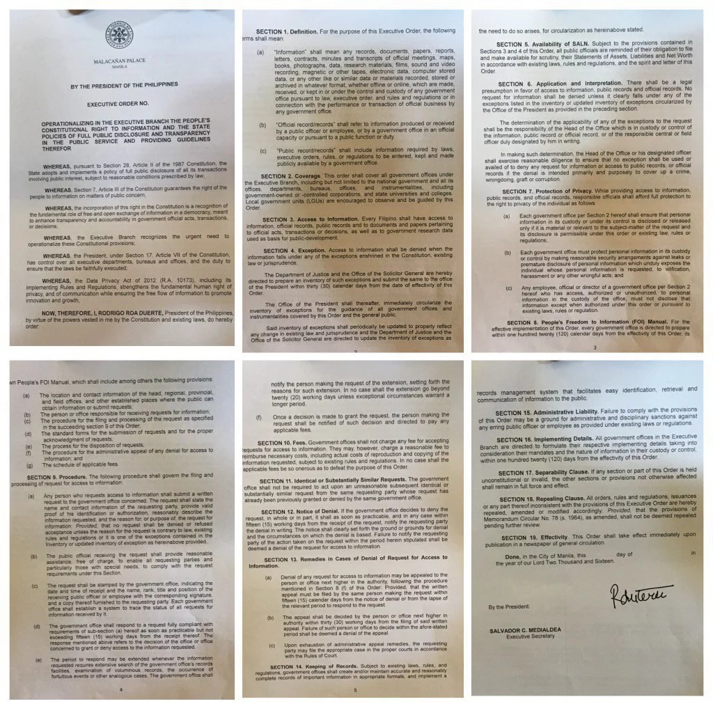EO on freedom of information signed by Duterte EO on freedom of information signed by Duterte