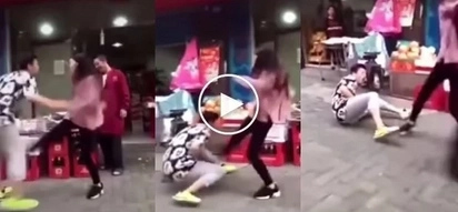 Hoy, gutom na ako! Angry girlfriend kicks boyfriend's balls 9 times for refusing to buy her fruits