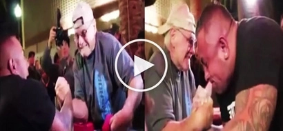 May himala! 70-year-old man defeats enormous bodybuilder in epic arm wrestling match