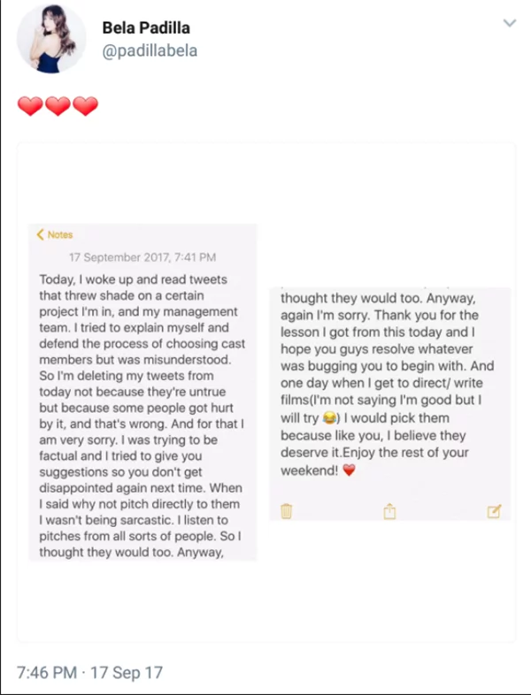 Bela Padilla decides to delete her Twitter posts Bela Padilla decides to delete her Twitter posts