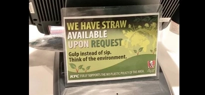Netizens praise KFC Bulacan branch for starting a 'No Straw Movement'