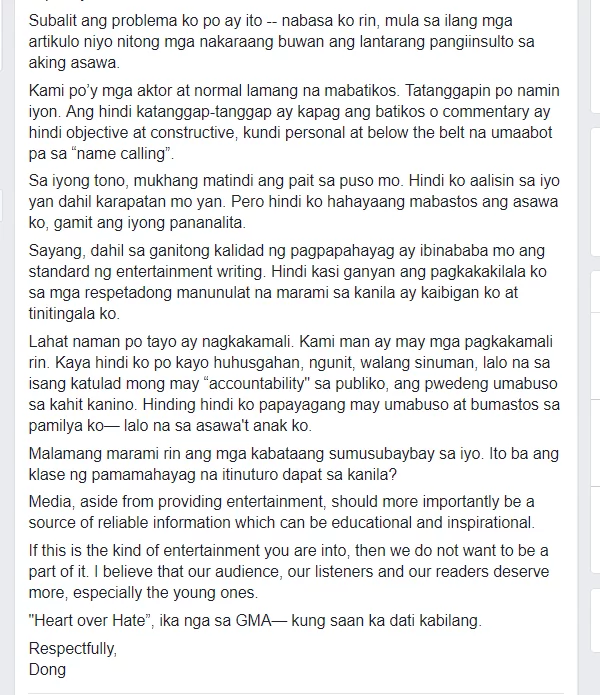 Dingdong Dantes castigates columnist for "malicious" writeup about wife Marian Rivera Dingdong Dantes castigates columnist for "malicious" writeup about wife Marian Rivera