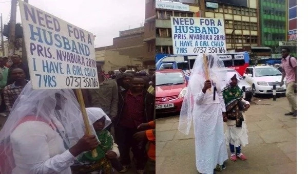 Desperate Nairobi lady parades herself on busy streets looking for a husband and everyone is surprised (photos)