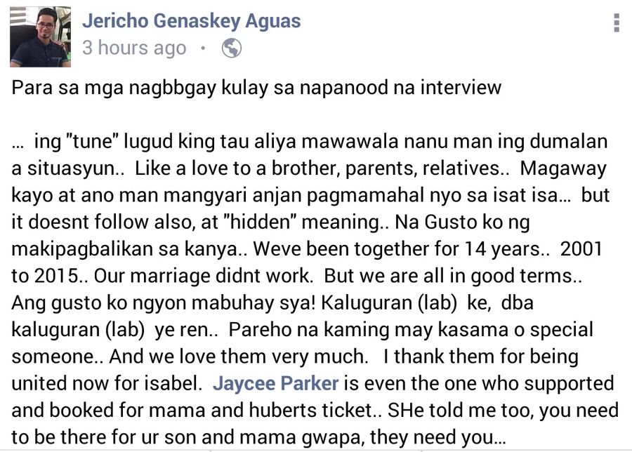 Geryk Aguas Assures that He and Isabel Granada ere on good terms, no need for intrigues Geryk Aguas Assures that He and Isabel Granada ere on good terms, no need for intrigues