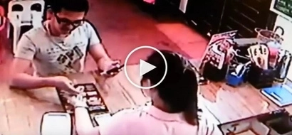 Shocked cashier catches 'conyo' customer stealing money from counter in restaurant