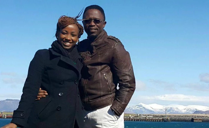 Ababu Namwamba and Priscah Mwaro during their mother's day vacation at Reykjavik Iceland.