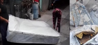 Esta pareja compró un colchón en la calle y nunca imaginaron la sorpresa que traia adentro