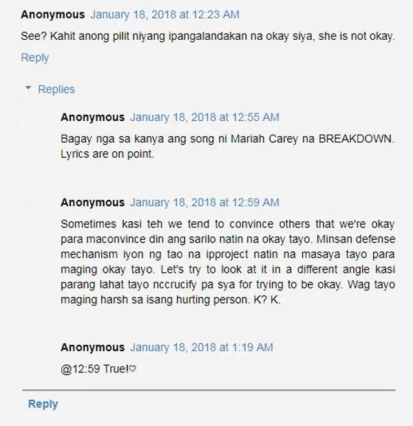 Bela Padilla tells her friend Angge to simply hang on Bela Padilla tells her friend Angge to simply hang on