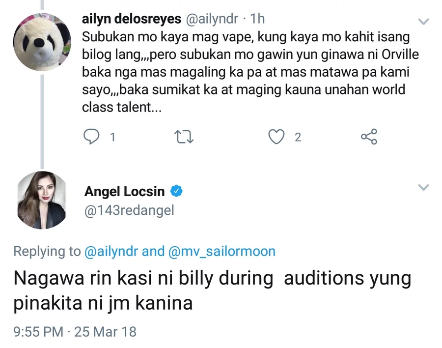 Madami daw na disappoint! Angel Locsin clarifies why she chose Orville over Johnny who did vape exhibitions in PGT Madami daw na disappoint! Angel Locsin clarifies why she chose Orville over Johnny who did vape exhibitions in PGT