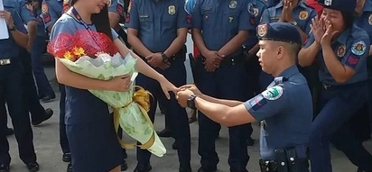 Ang sweet naman! Watch how this romantic cop proposed to girlfriend in front of his many colleagues