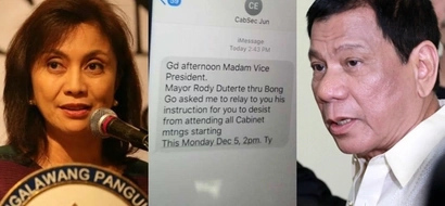 Duterte orders Robredo to resign from his cabinet through a text message