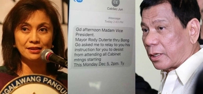Duterte orders Robredo to resign from his cabinet through a text message