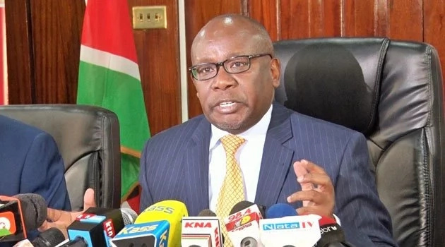 Former Attorney General Githu Muigai addressing the press