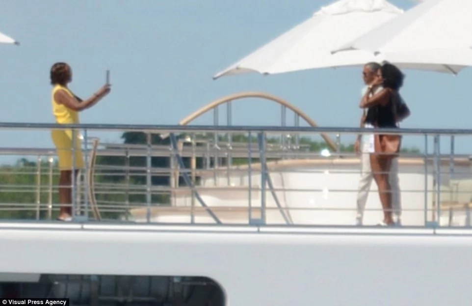 Barack and Michelle Obama seen on holiday with celebrities on N90b super yacht Barack and Michelle Obama seen on holiday with celebrities on N90b super yacht