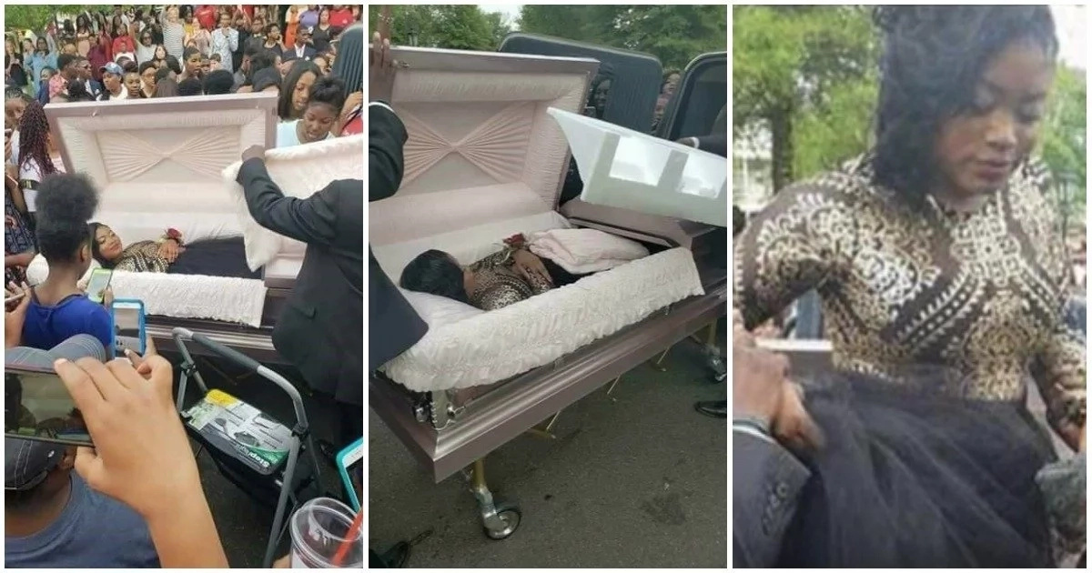 American teen shocks people on social media as she arrives prom in a coffin (Video)